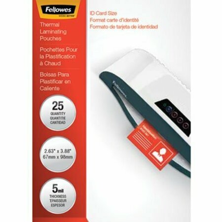 FELLOWES Fellowes, LAMINATING POUCHES, 5 MIL, 3.88in X 2.63in, GLOSS CLEAR, 25PK 52007